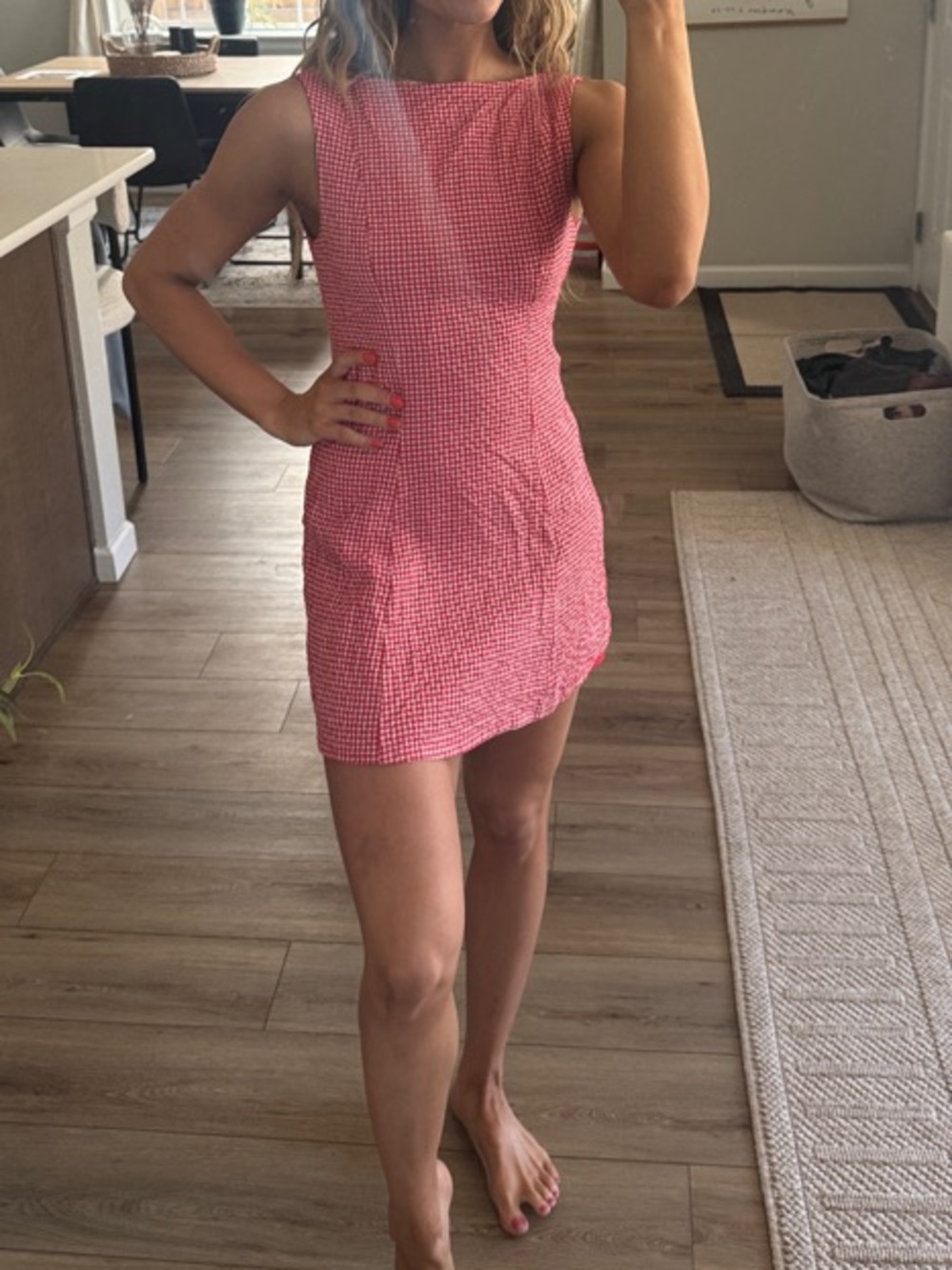 Lena Pink Gingham Sleeveless Mini Dress